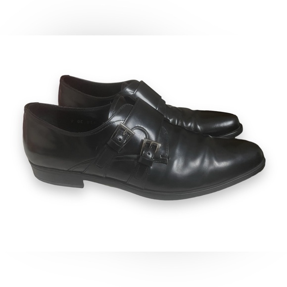 Prada Mens Double Monk Strap Shoes black Spazzolato Leather Italy size 6 - Picture 3 of 5